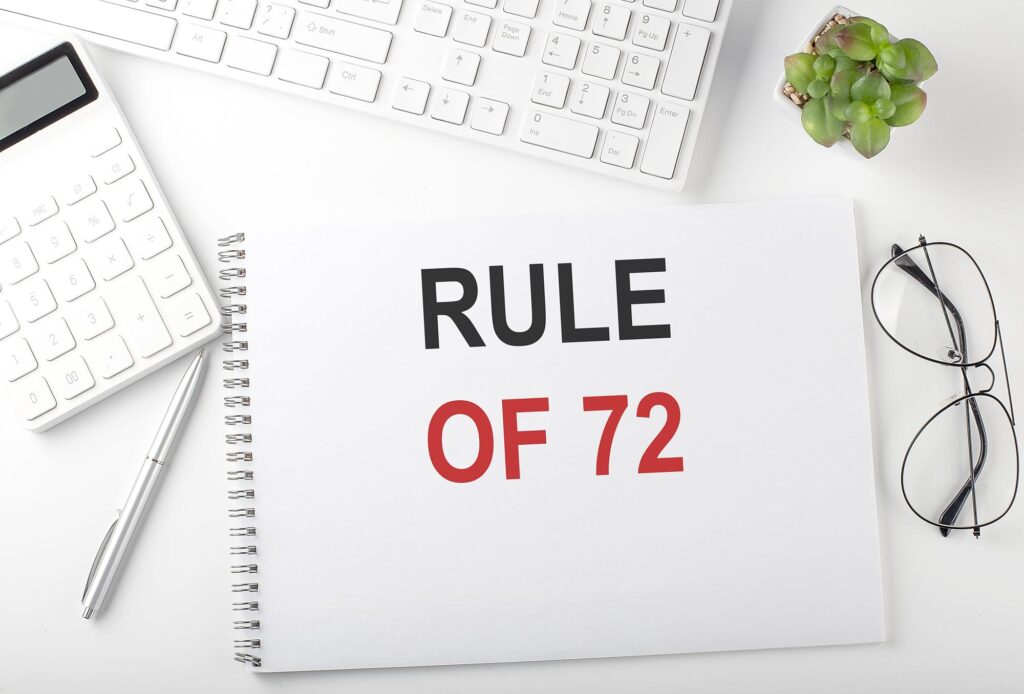 A sign that reads: Rule of 72